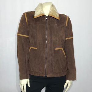 Ms. Pioneer Genuine Suede Vintage Leather Zip Up Jacket